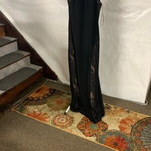 Elegant Black Evening Gown with Sheer Panels
